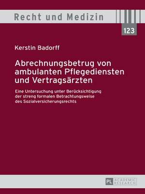 cover image of Abrechnungsbetrug von ambulanten Pflegediensten und Vertragsärzten
